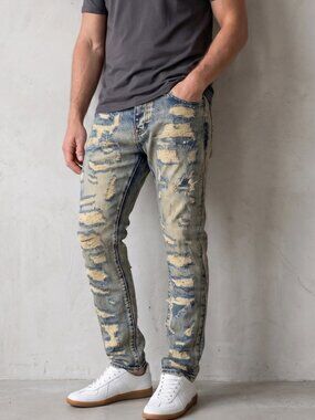 NWT | MNML D543 Straight Denim Jeans Heavy Distressed Rip & Repair | 29